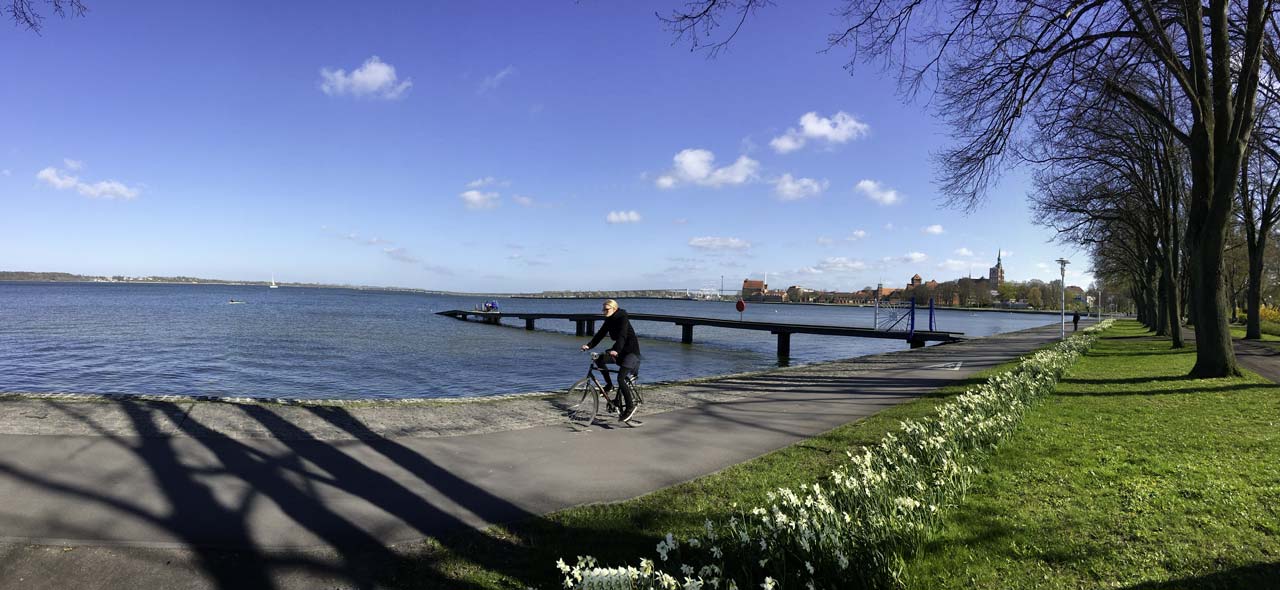 Blick auf die Hansestadt Stralsund und die Rügenbrücke